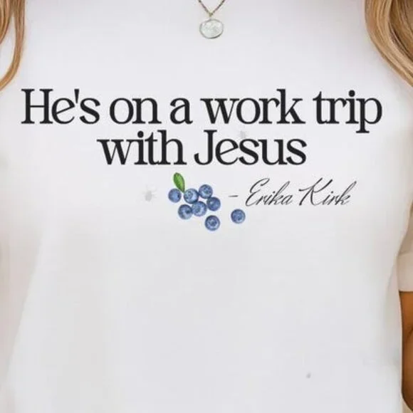 He's on a Work Trip with Jesus Christian T-Shirt, Faith Based Inspired - Picture 2 of 5